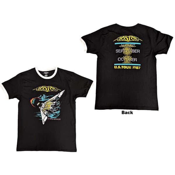 Boston Unisex Ringer T-Shirt: US Tour '87 (Back Print) (X-Large)