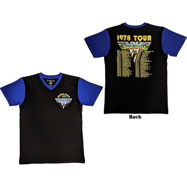 Van Halen Unisex Raglan T-Shirt: 1978 Tour Dates (Back Print) (Medium)