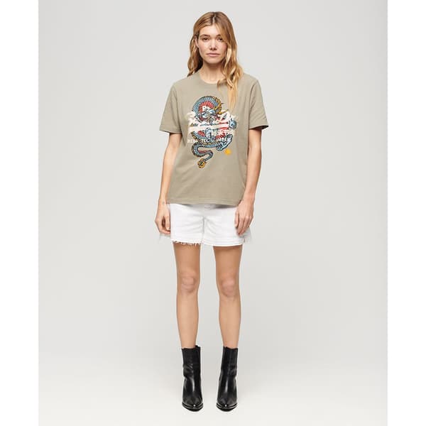 Superdry Tokyo Vl Relaxed T-shirt Med Korta ärmar Beige L Kvinna