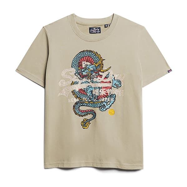 Superdry Tokyo Vl Relaxed T-shirt Med Korta ärmar Beige L Kvinna