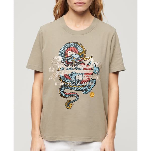 Superdry Tokyo Vl Relaxed T-shirt Med Korta ärmar Beige L Kvinna