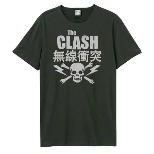 The Clash T Shirt Bolt Band Logo Official Unisex Amplified Vintage Charcoal Charcoal S