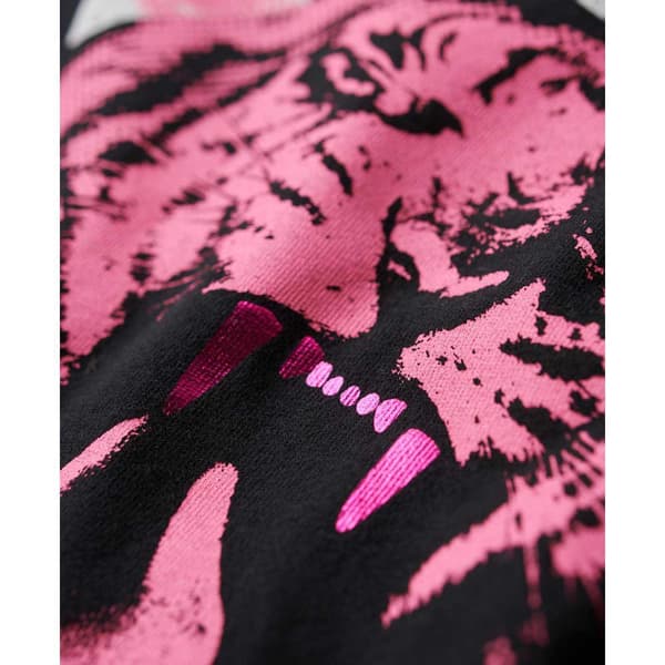 Superdry Indigo Workwear Cap Lo-fi Rock Graphic Fitted T-shirt Med Korta ärmar Rosa S Kvinna