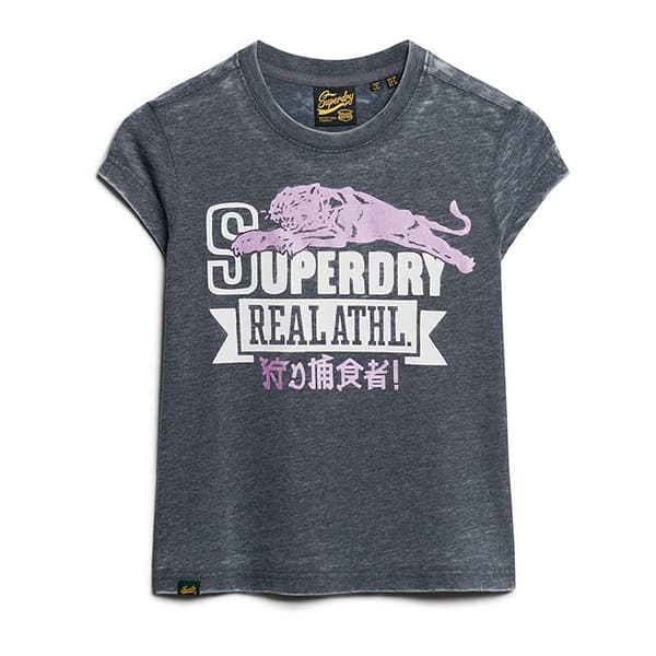 Superdry Varsity Burnout Cap T-shirt Med Korta ärmar Grå XS Kvinna