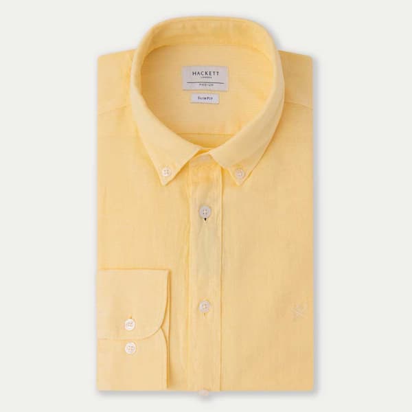 Hackett Garment Dye Linen B Skjorta Med Långa ärmar Gul 2XL Man