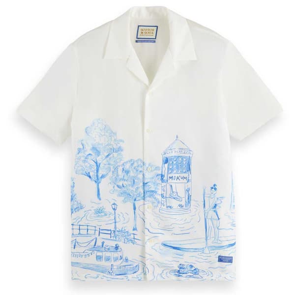 Scotch & Soda Tencel Placement Print Lyhythihainen Paita Valkoinen S Mies