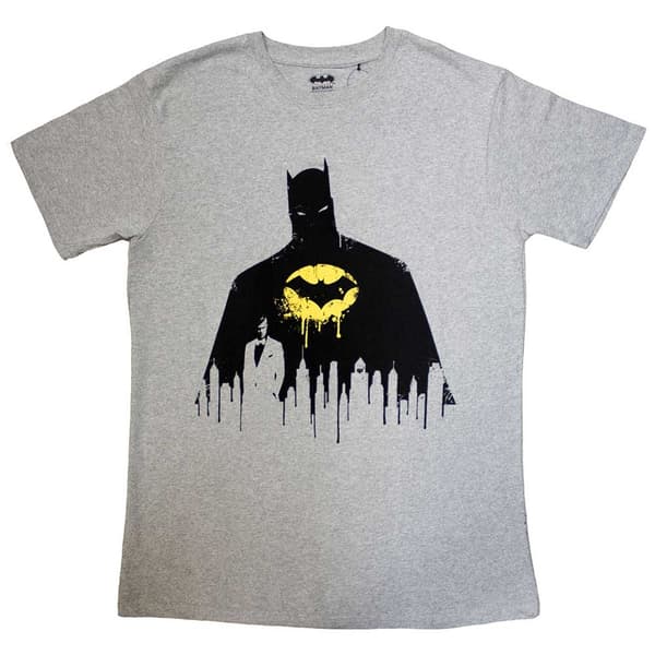 DC Comics Unisex T-Shirt: Batman Silhouette Drip (Medium)