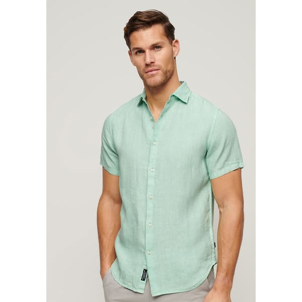 Superdry Studios Casual Linen T-shirt Med Korte ærmer Grøn L Mand