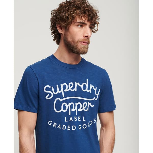 Superdry Copper Label Script T-shirt Med Korta ärmar Blå L Man