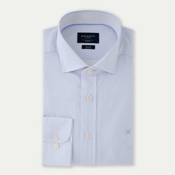 Hackett Micro Print Skjorte Med Lange ærmer Blå M Mand
