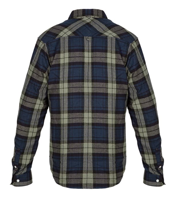 Marineblå-oliven-sort flannelskjorte, størrelse S