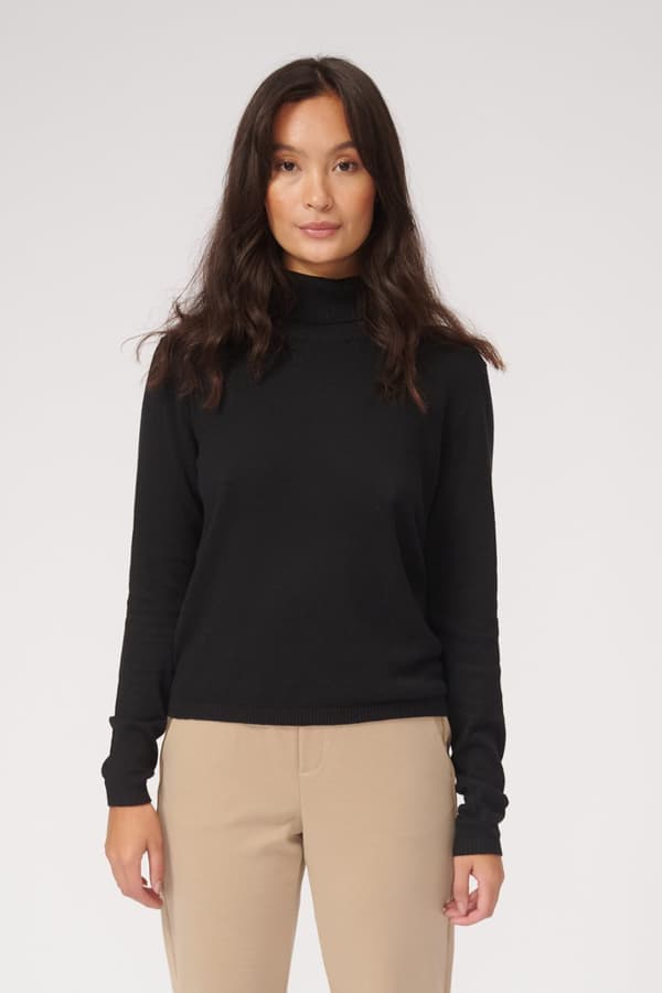 Basic Knit Roll Neck Neule - musta