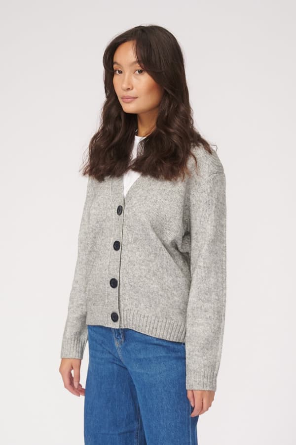 Strikket cardigan - Lysegrå melange