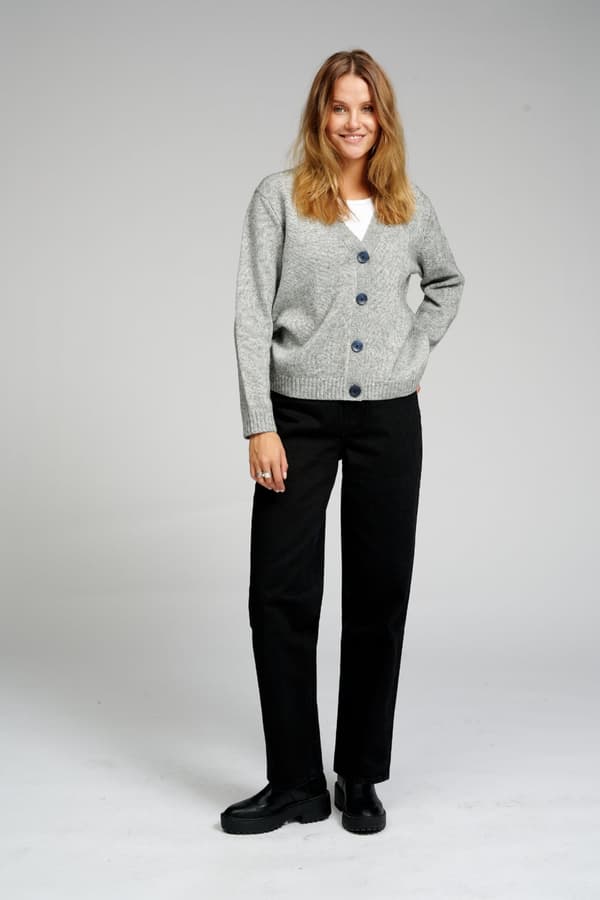 Strikket cardigan - Lysegrå melange