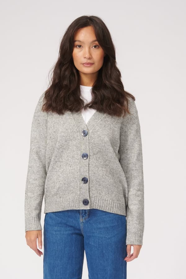 Strikket cardigan - Lysegrå melange
