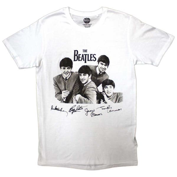 The Beatles Unisex T-Shirt: Mop Tops & Signatures (X-Large)