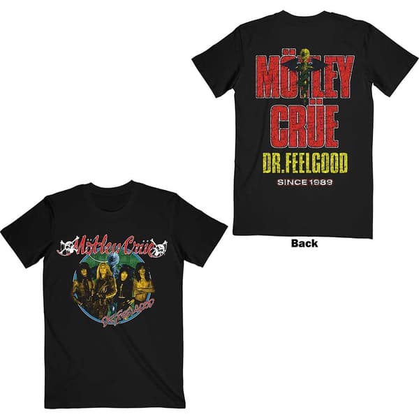 Motley Crue Unisex T-Shirt: Dr Feelgood Circle Photo (Back Print) (XX-Large)