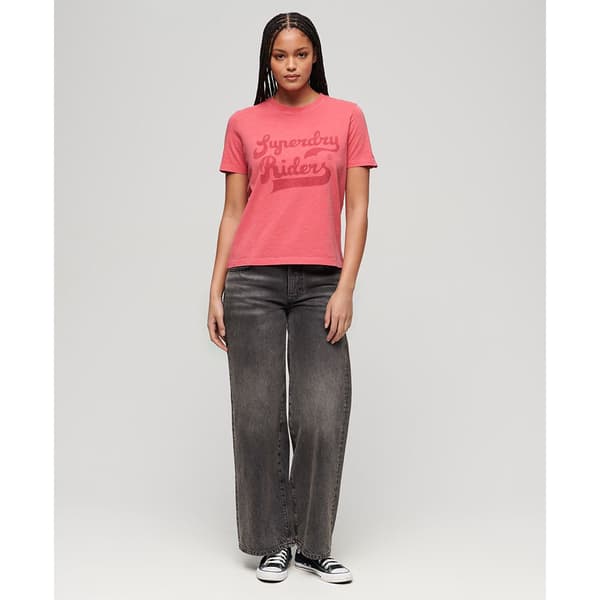 Superdry Archive Kiss Print Relaxed T-shirt Med Korta ärmar Rosa M Kvinna
