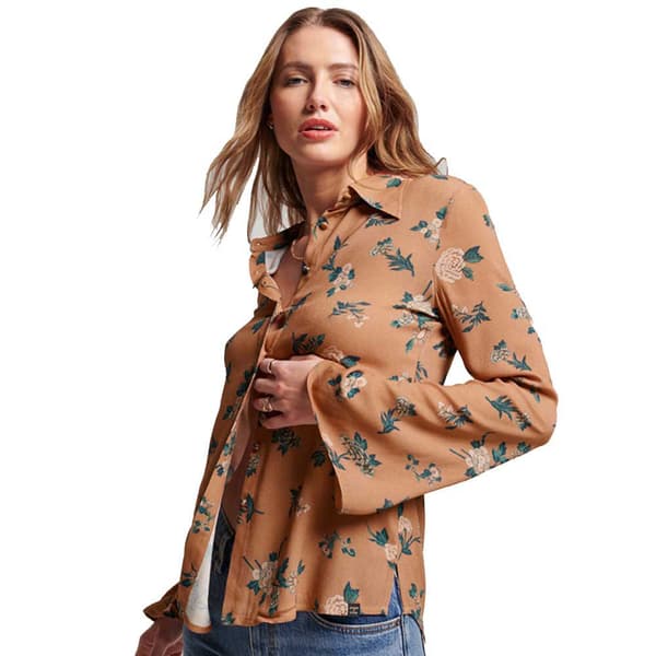 Superdry Studios Seventies Skjorta Med Långa ärmar Brun XS Kvinna
