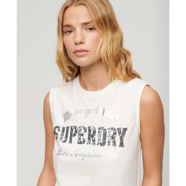 Superdry Embellish Archive Fitted ärmlös T-shirt Vit M Kvinna