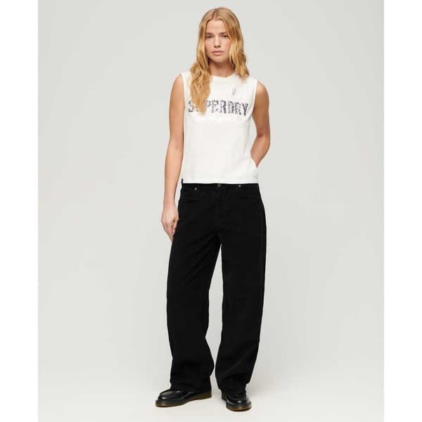 Superdry Embellish Archive Fitted ärmlös T-shirt Vit M Kvinna