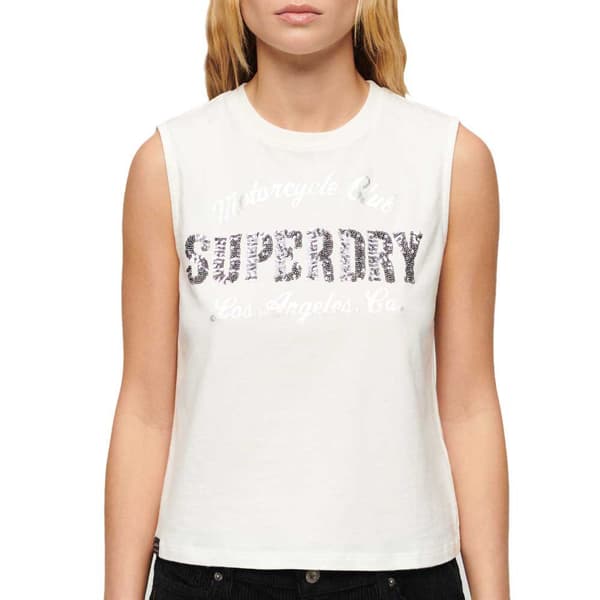 Superdry Embellish Archive Fitted ärmlös T-shirt Vit M Kvinna