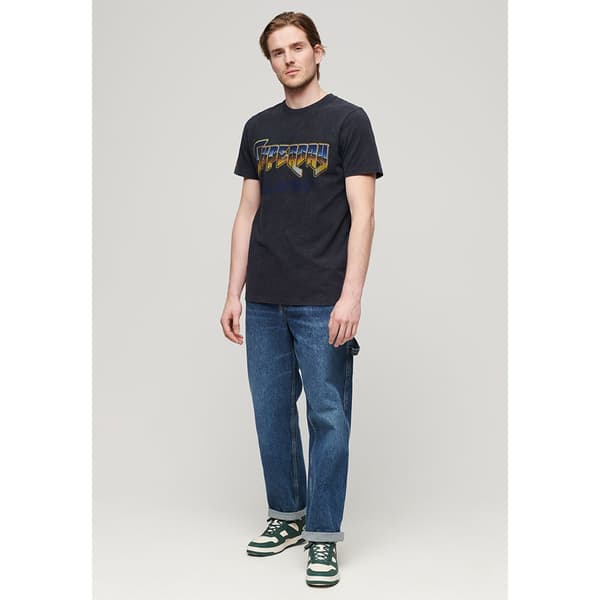 Superdry Rock Graphic Band T-shirt Med Korta ärmar Blå L Man