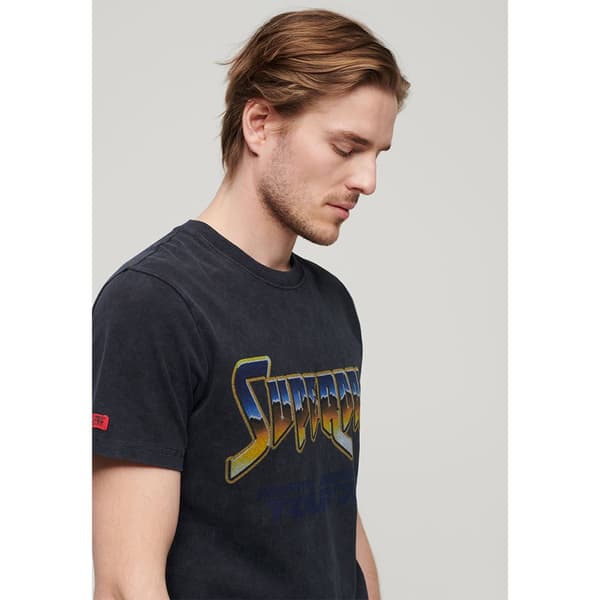 Superdry Rock Graphic Band T-shirt Med Korta ärmar Blå L Man