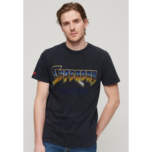 Superdry Rock Graphic Band T-shirt Med Korta ärmar Blå L Man