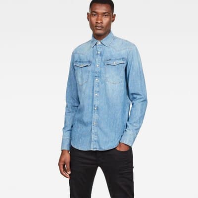 G-star 3301 Slim Skjorta Med Långa ärmar Blå XS Man
