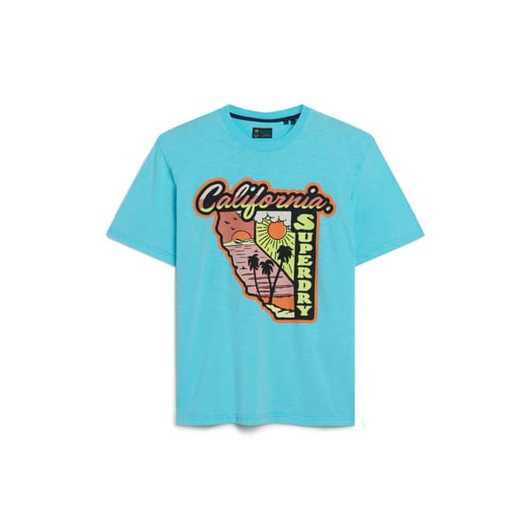 Superdry Neon Travel Graphic Loose T-shirt Med Korta ärmar Blå XL Man