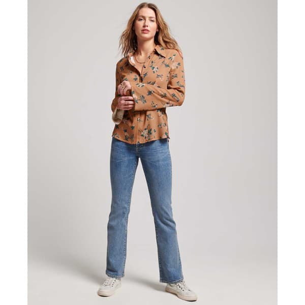 Superdry Studios Seventies Skjorta Med Långa ärmar Brun L Kvinna