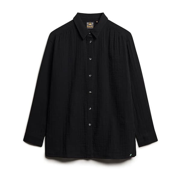 Superdry Longline Skjorta Med Långa ärmar Svart S Kvinna
