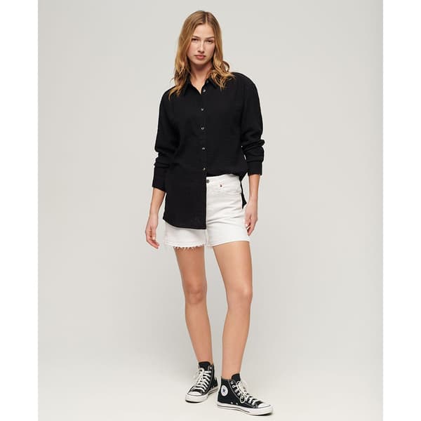 Superdry Longline Skjorta Med Långa ärmar Svart S Kvinna