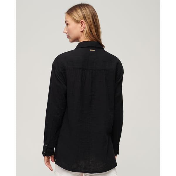 Superdry Longline Skjorta Med Långa ärmar Svart S Kvinna