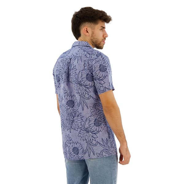 Superdry Open Collar Print Kortärmad Skjorta Blå L Man