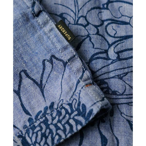 Superdry Open Collar Print Kortärmad Skjorta Blå L Man