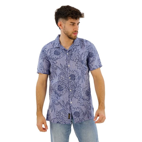 Superdry Open Collar Print Kortærmet Skjorte Blå XL Mand