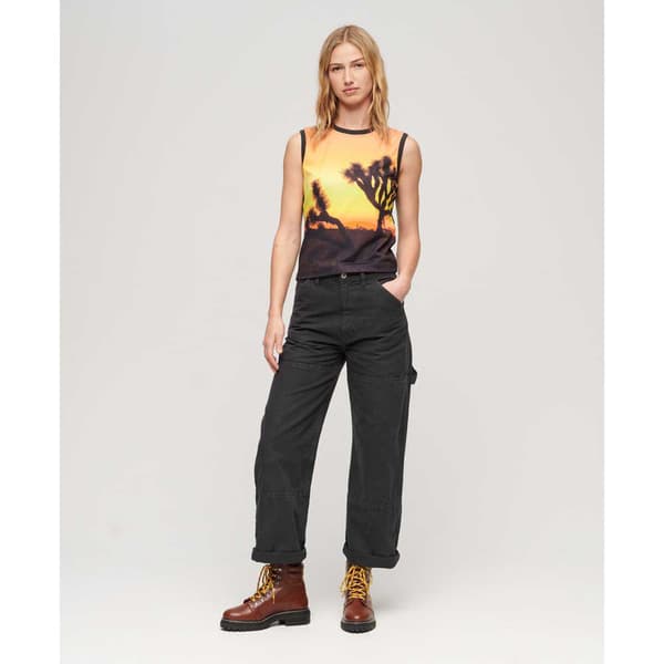Superdry Sub Print ærmeløs T-shirt Orange M Kvinde