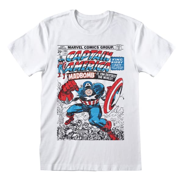Marvel Comics Captain America - Comic Cover (Unisex White T-Shirt) Medium