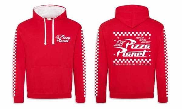 Disney Toy Story - Pizza Planet Logo (Unisex Red Pullover Hoodie) Ex Ex Large