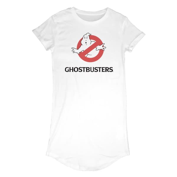 Ghostbusters - Logo (Womens White T-Shirt Dress) Medium