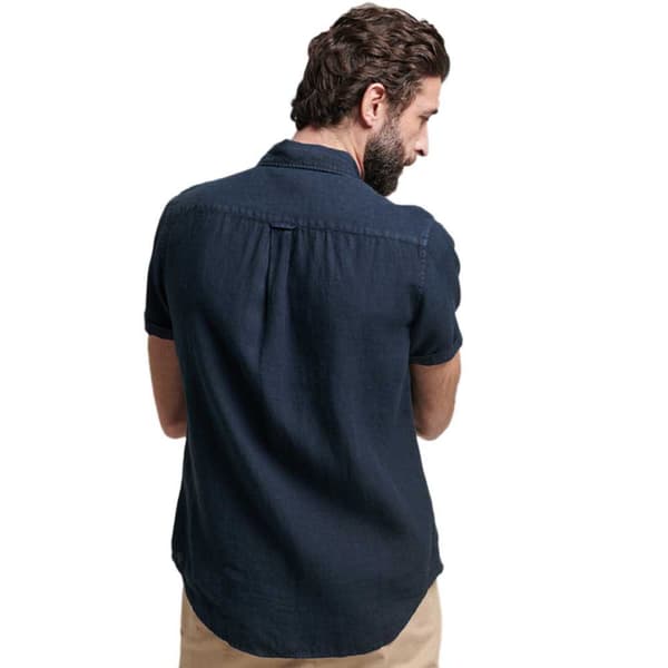 Superdry Studios Casual Linen T-shirt Med Korta ärmar Blå L Man