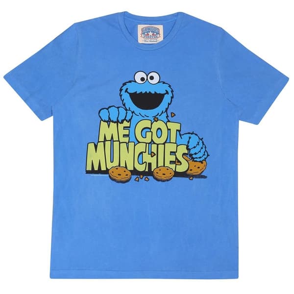 Sesame Sreet - Me Got Munchies Unisex Washed Blue T-Shirt medium
