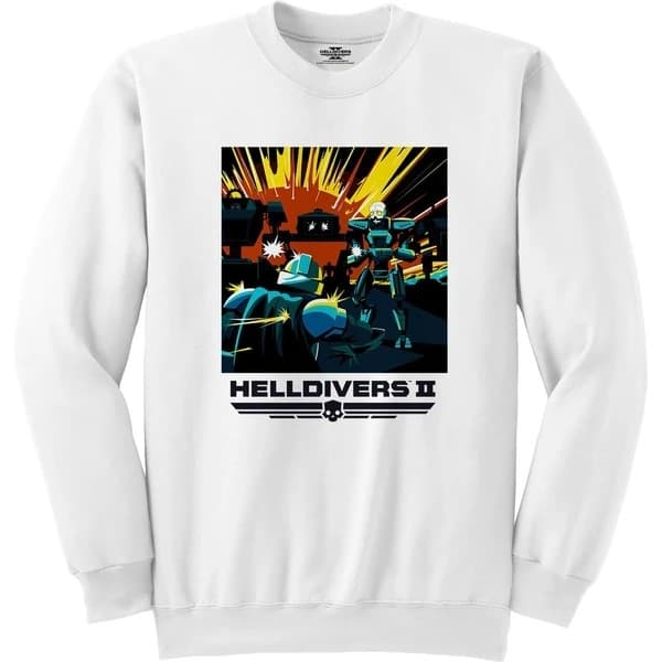 Helldivers 2 - 2D Art (Unisex White Sweatshirt) Medium