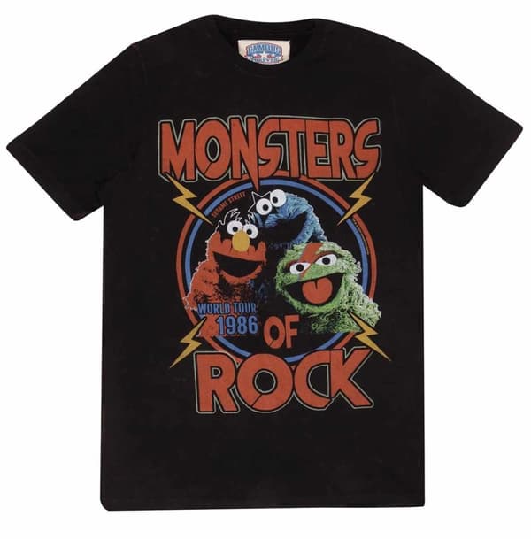 Sesame Street - Monsters Of Rock Unisex Washed Black T-Shirt medium