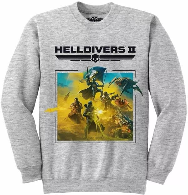 Helldivers 2 - Key Art And Logo (Unisex Heather Grey Sweatshirt) Medium