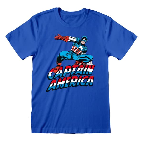 Marvel Comics Captain America - Captain America (Unisex Royal Blue T-Shirt) Small