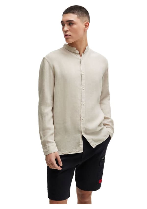 Hugo Elvory 10248298 Skjorta Med Långa ärmar Beige L Man