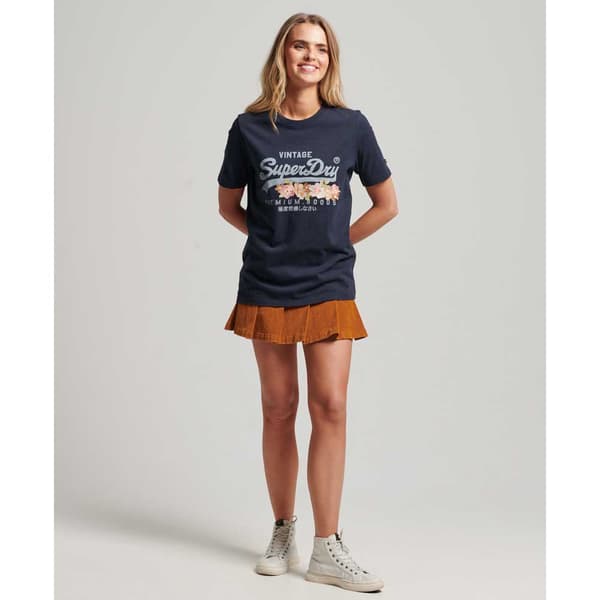 Superdry Vintage Vl Prem G Floral T-paita Sininen 10 Nainen